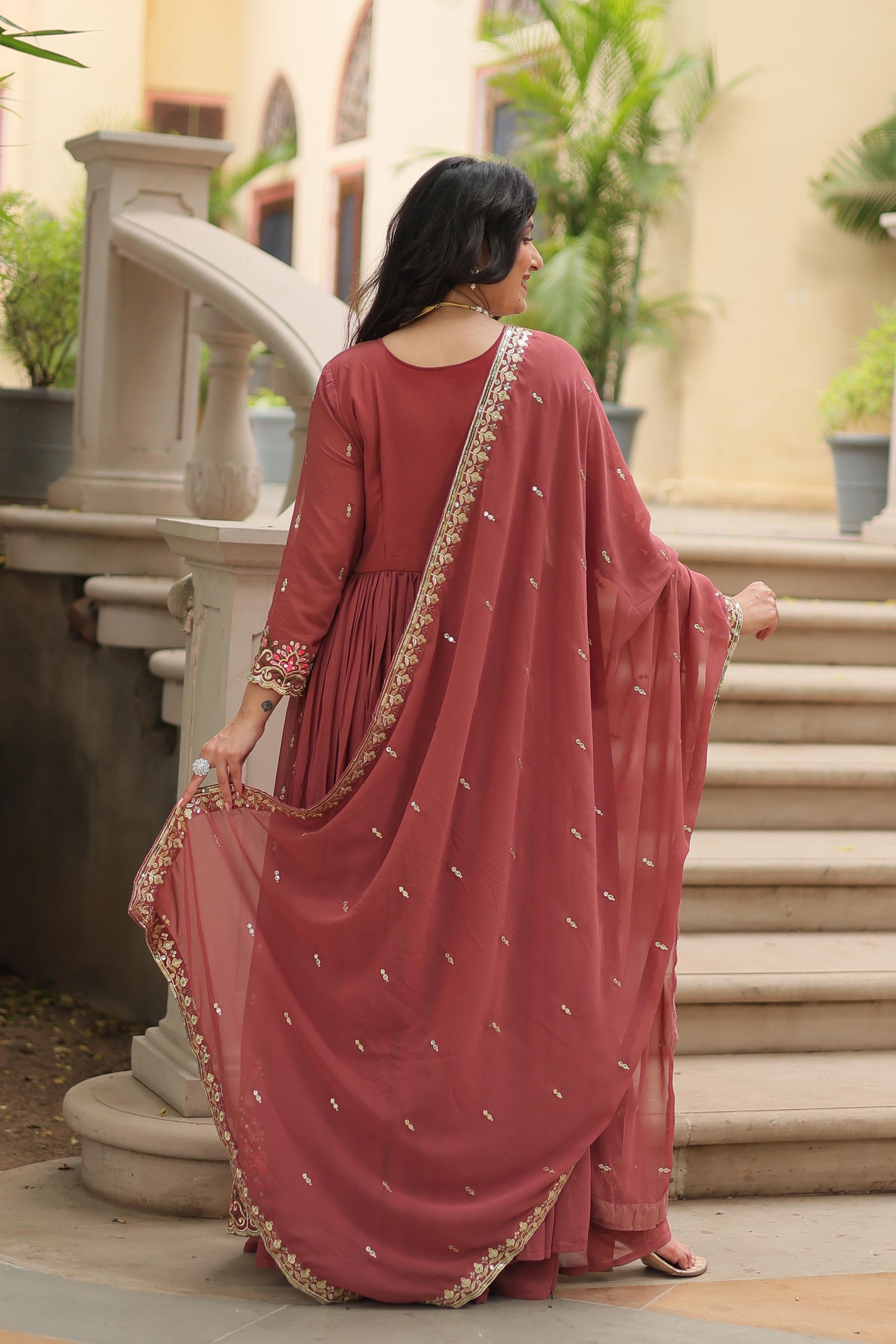 Faux Georgette with intricate sequins embroidery Sharara Suit