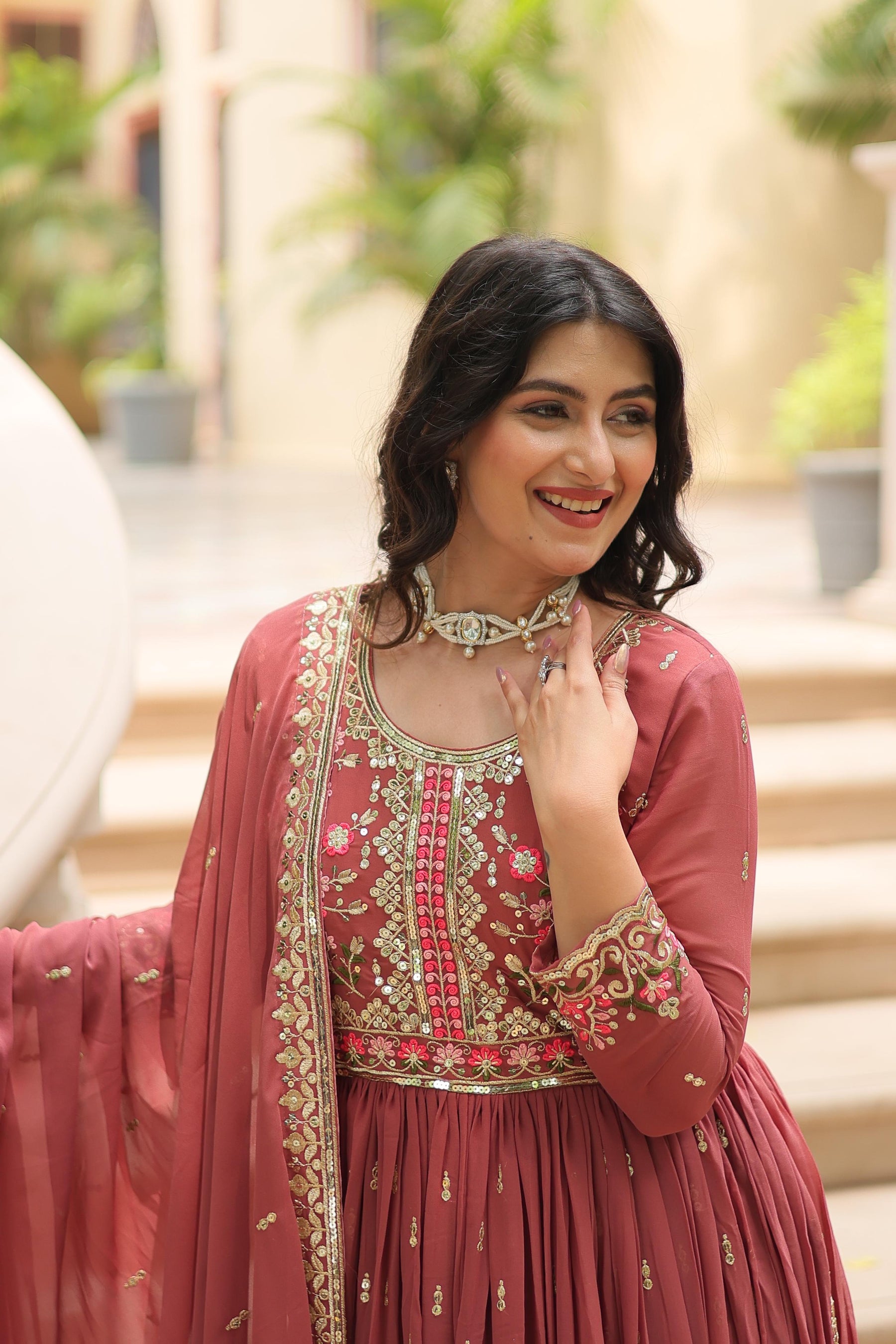 Faux Georgette with intricate sequins embroidery Sharara Suit