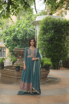 Faux Georgette with intricate sequins embroidery Sharara Suit