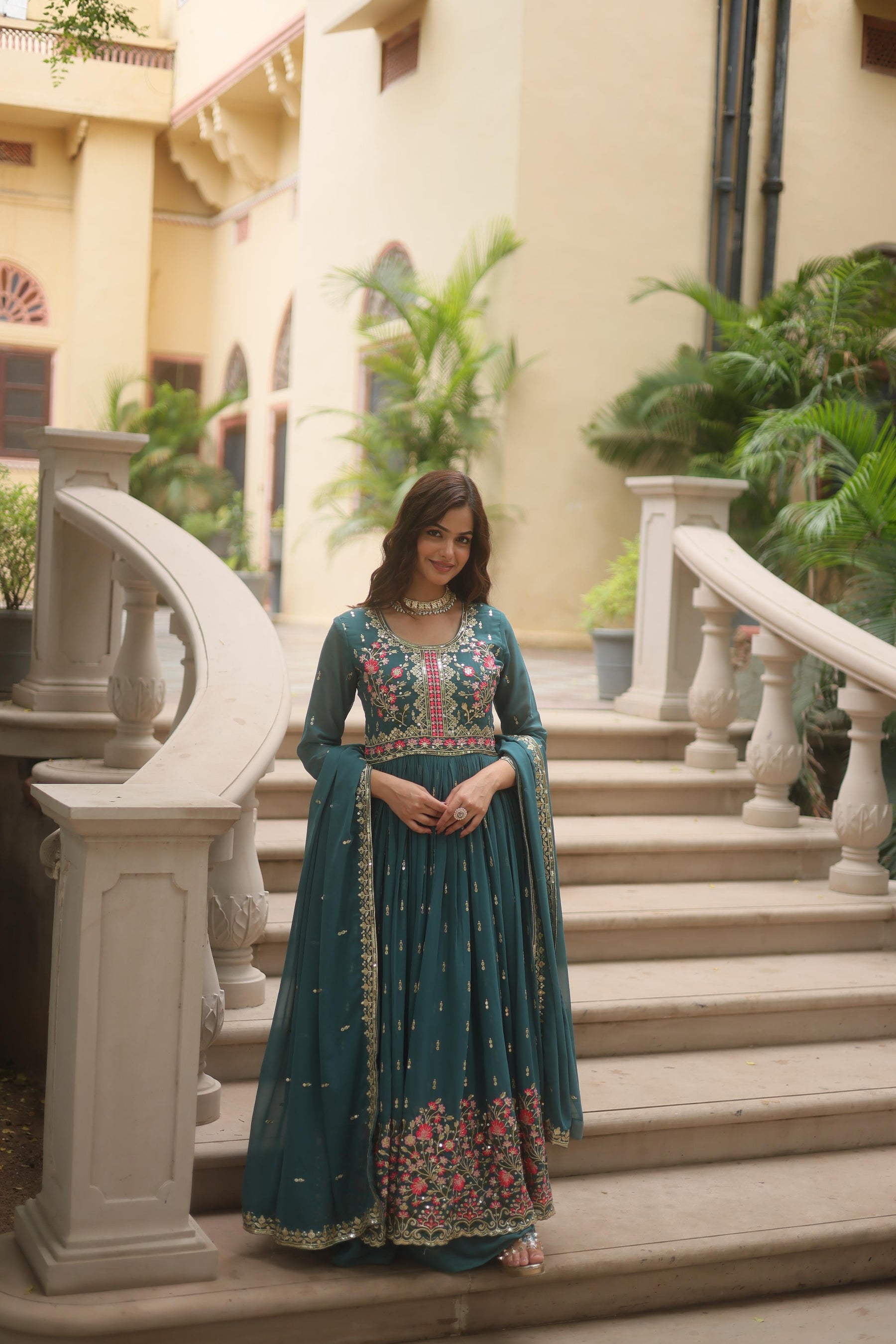 Faux Georgette with intricate sequins embroidery Sharara Suit