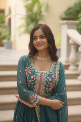 Faux Georgette with intricate sequins embroidery Sharara Suit