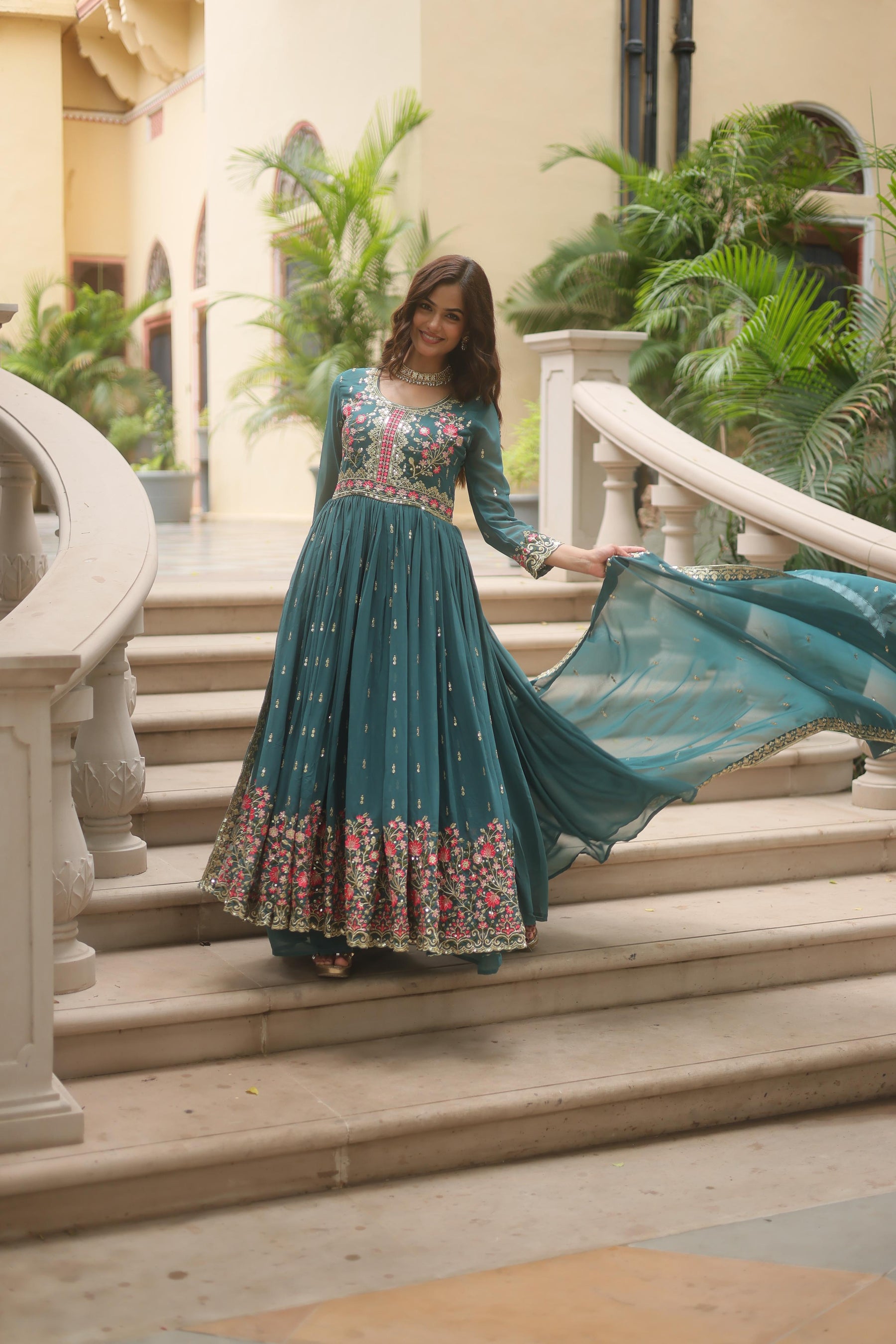 Faux Georgette with intricate sequins embroidery Sharara Suit