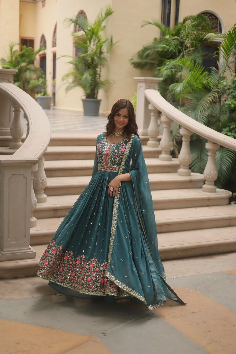 Faux Georgette with intricate sequins embroidery Sharara Suit
