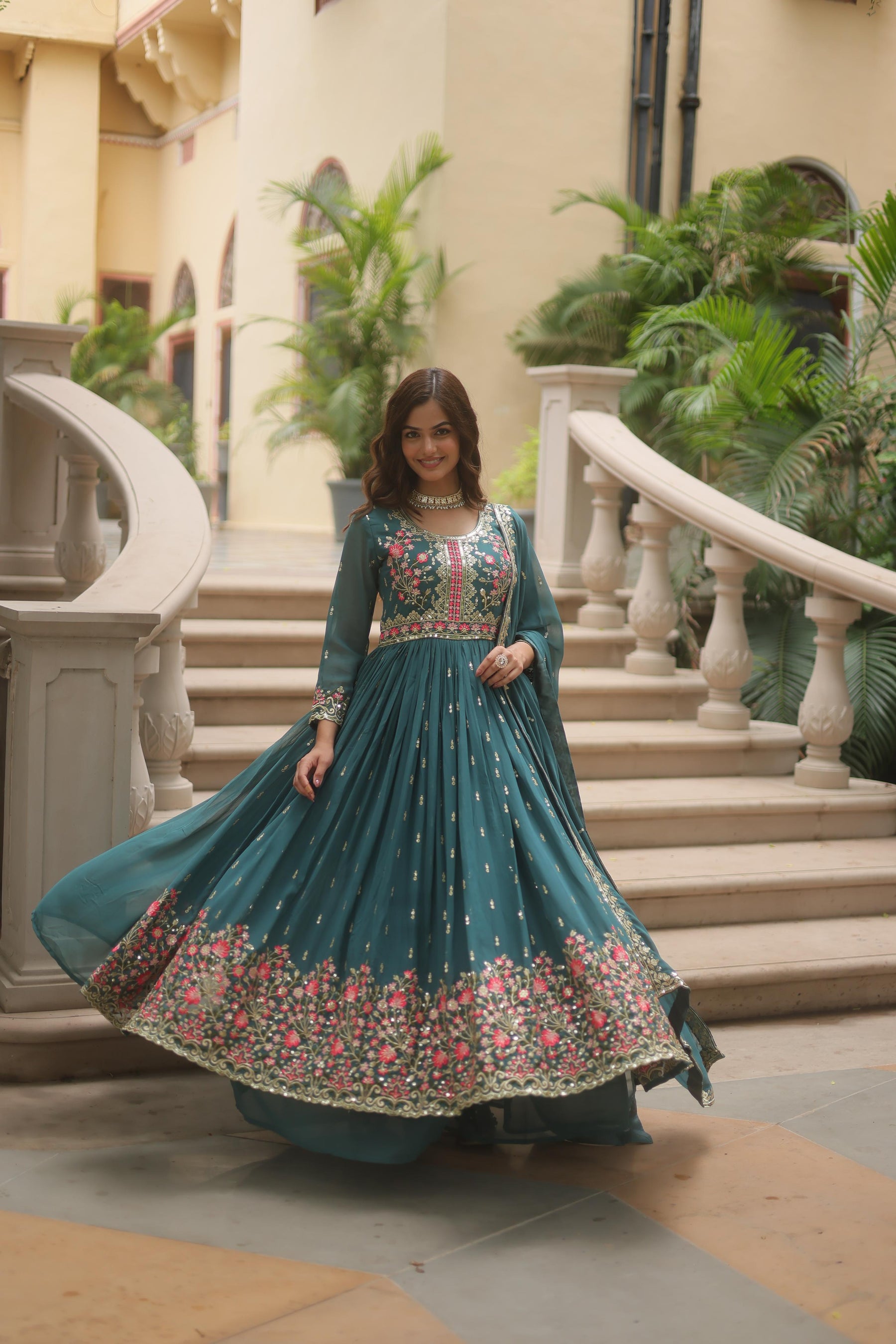 Faux Georgette with intricate sequins embroidery Sharara Suit
