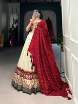 Exquisite Tussar Silk Lehenga Choli with Patola Print