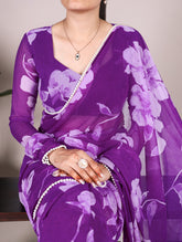 Chiffon Floral Prints with Pearl Lace Border Saree