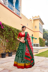 Green & Wine Tussar Silk Lehenga Choli