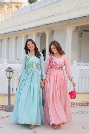 Pure Chinon with Bandhej Gotta Patti Gown