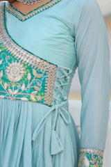 Pure Chinon with Bandhej Gotta Patti Gown