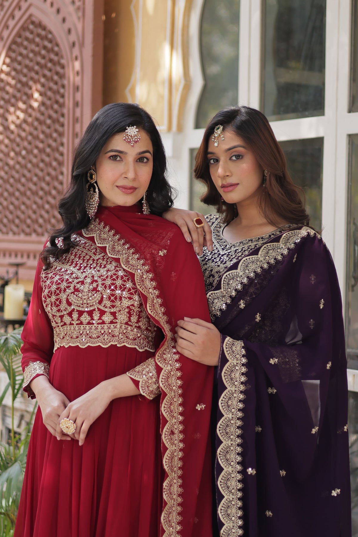 Faux Blooming fabric with Zari and Sequins Embroidery Gown