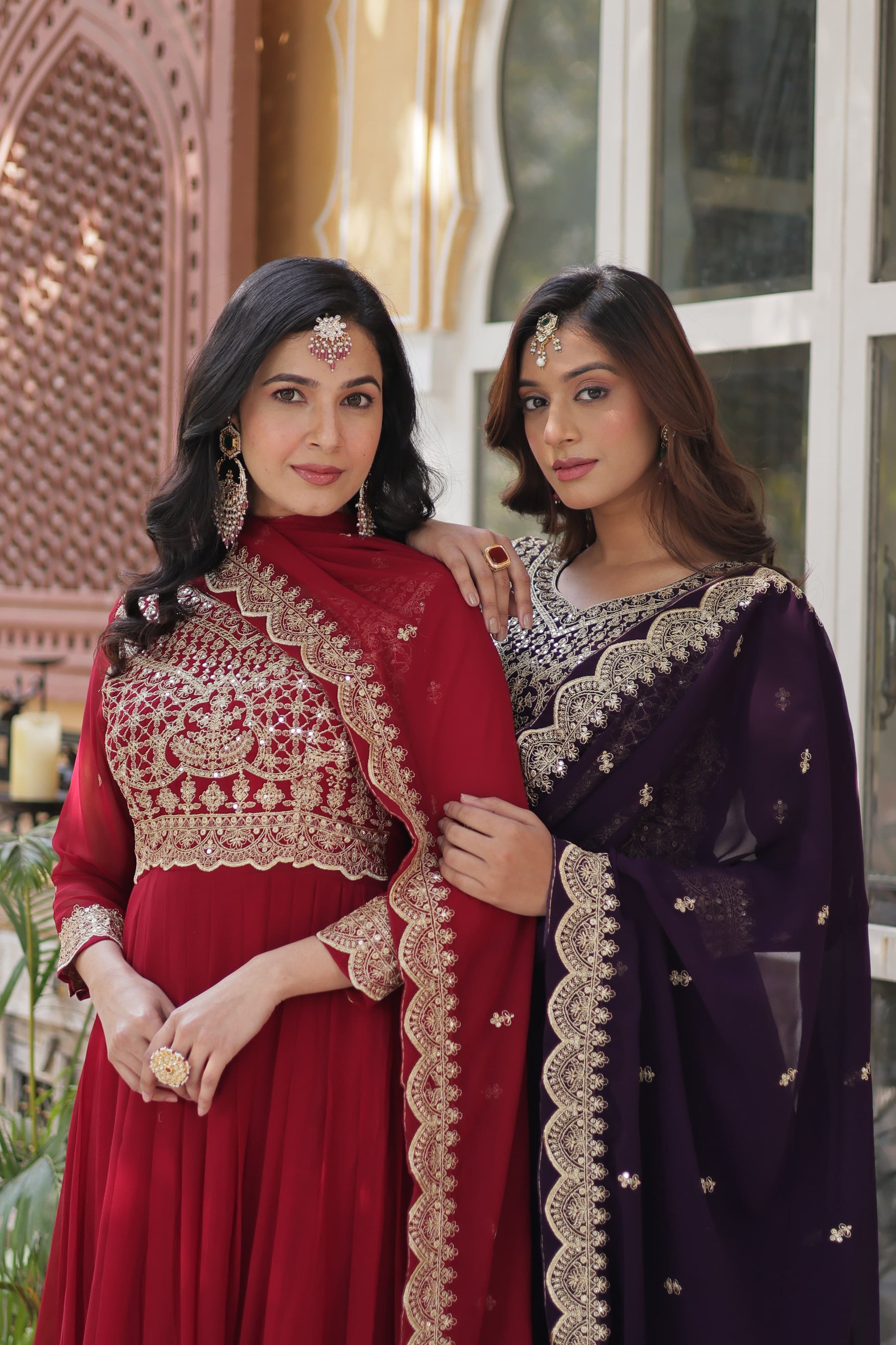 Faux Blooming fabric with Zari and Sequins Embroidery Gown
