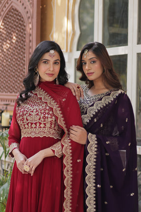 Faux Blooming fabric with Zari and Sequins Embroidery Gown