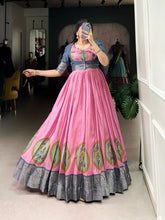 Kalamkari Print Dola Silk Gown with Zari Weaving Koti