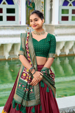 Ayaraethnic Tussar Silk Lehenga Choli