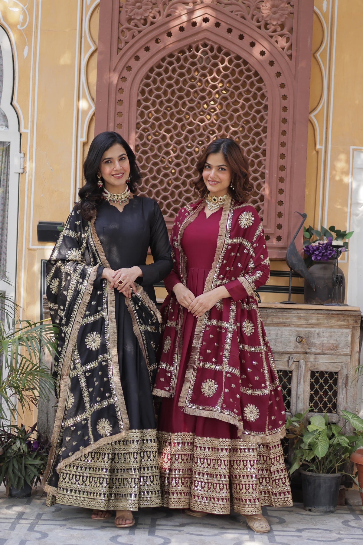 Star Georgette with Embroidery Zari Sequins Work Gown