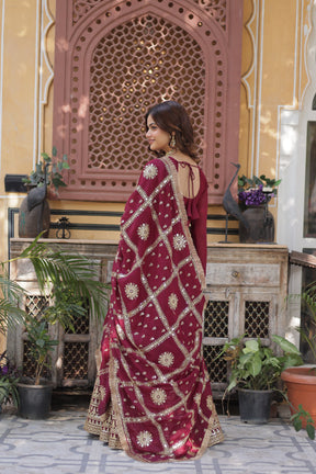 Star Georgette with Embroidery Zari Sequins Work Gown
