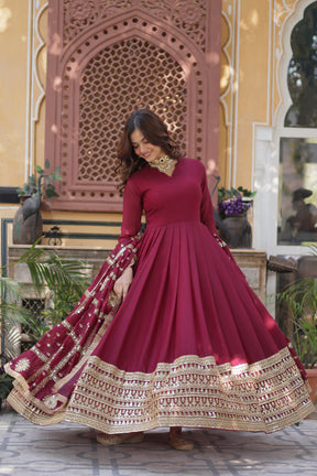 Star Georgette with Embroidery Zari Sequins Work Gown
