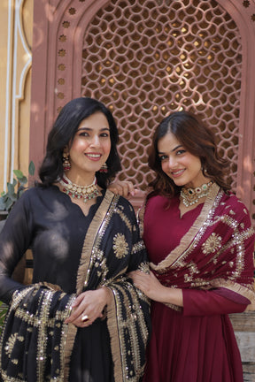 Star Georgette with Embroidery Zari Sequins Work Gown