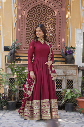 Star Georgette with Embroidery Zari Sequins Work Gown