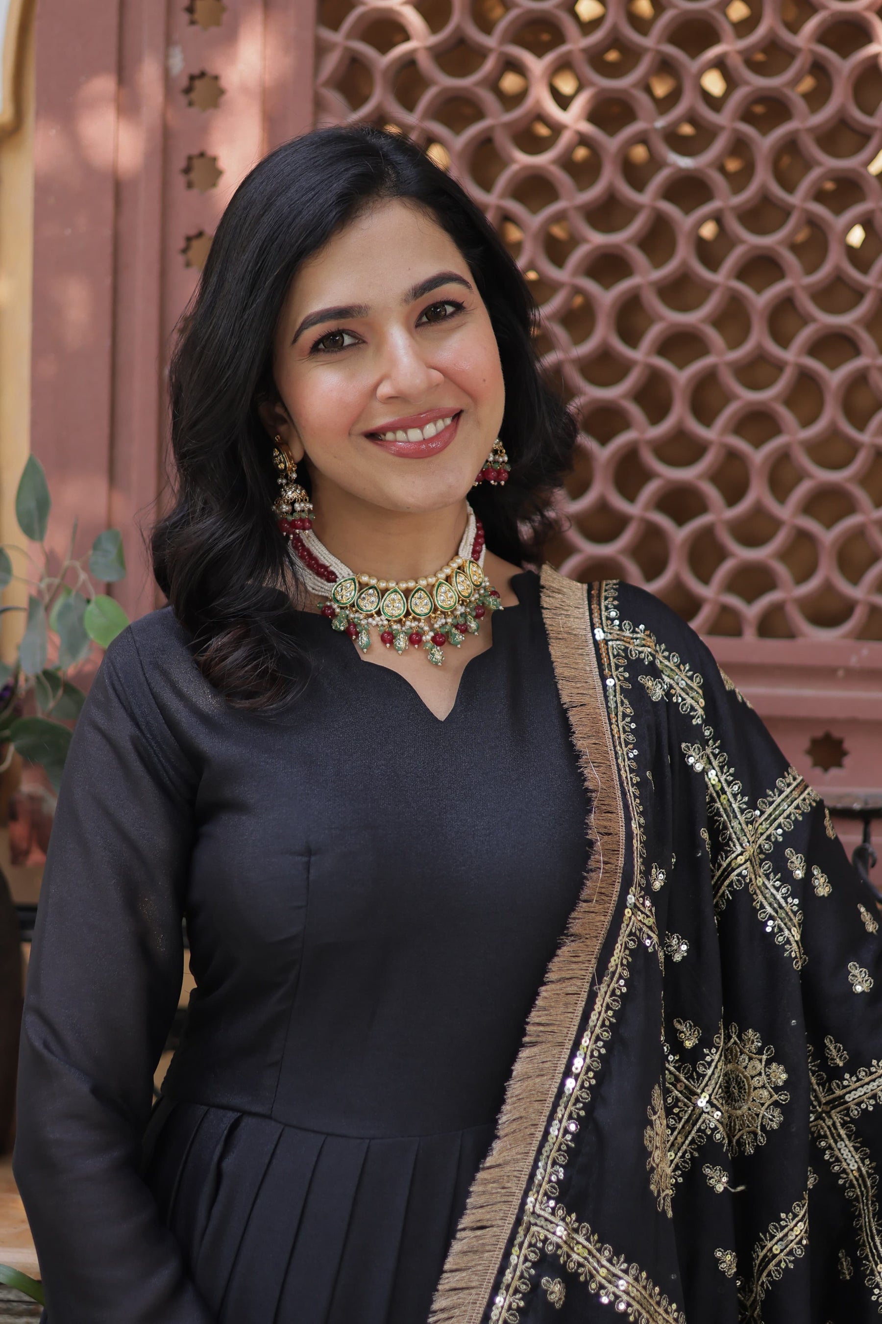 Star Georgette with Embroidery Zari Sequins Work Gown