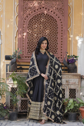 Star Georgette with Embroidery Zari Sequins Work Gown