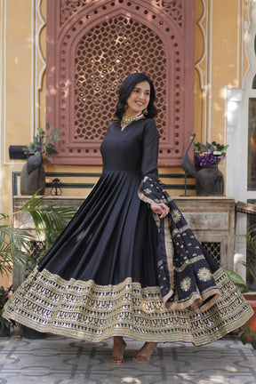 Star Georgette with Embroidery Zari Sequins Work Gown