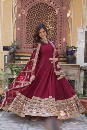 Star Georgette with Embroidery Zari Sequins Work Gown