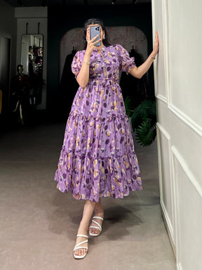 Elegant Tabby Silk Printed Frock