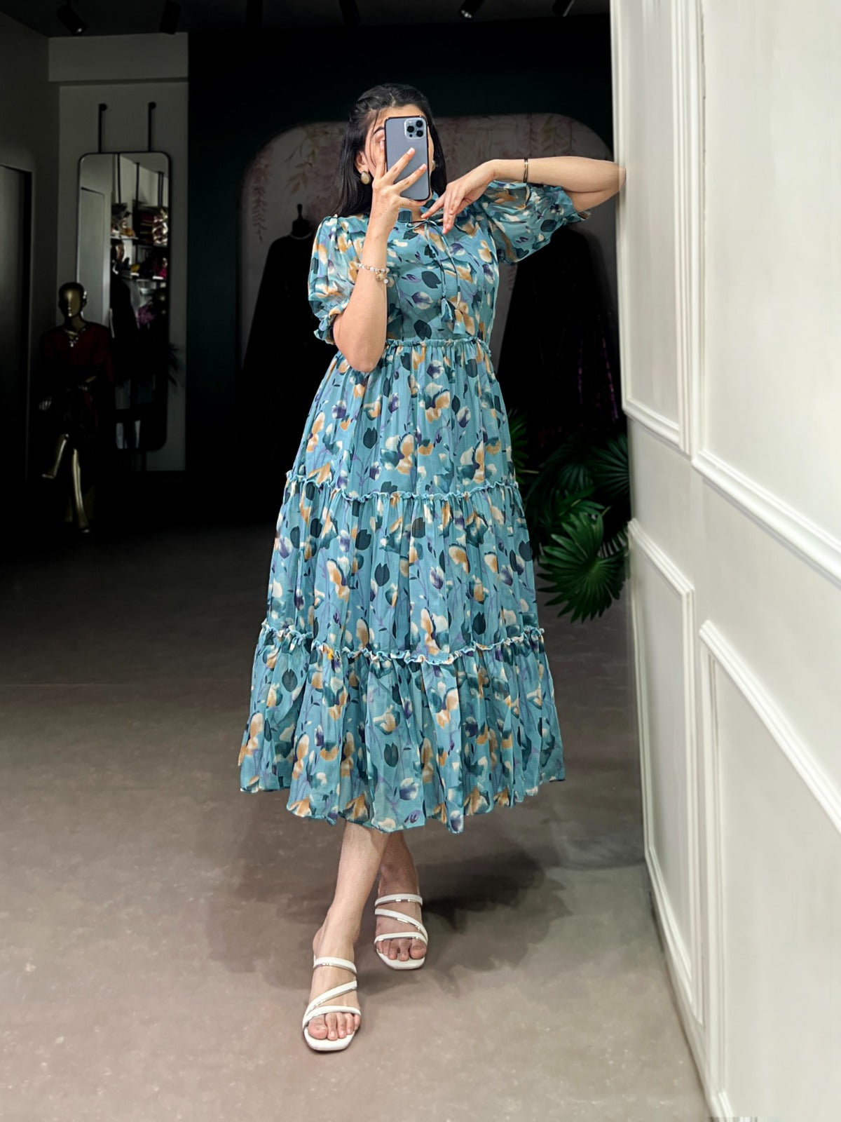 Elegant Tabby Silk Printed Frock