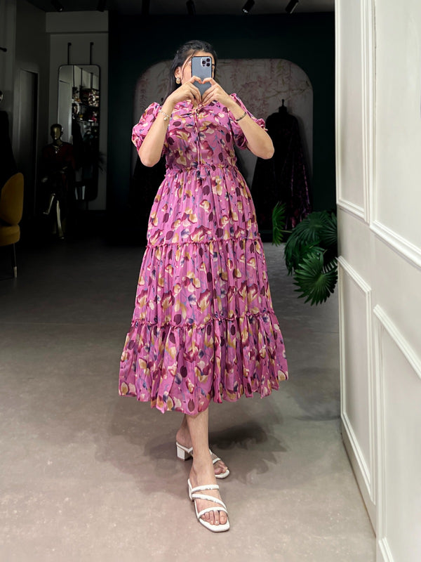 Elegant Tabby Silk Printed Frock