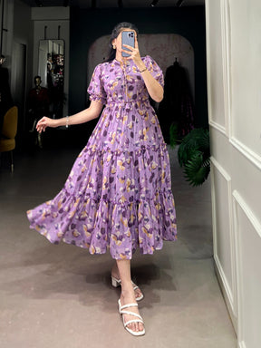 Elegant Tabby Silk Printed Frock
