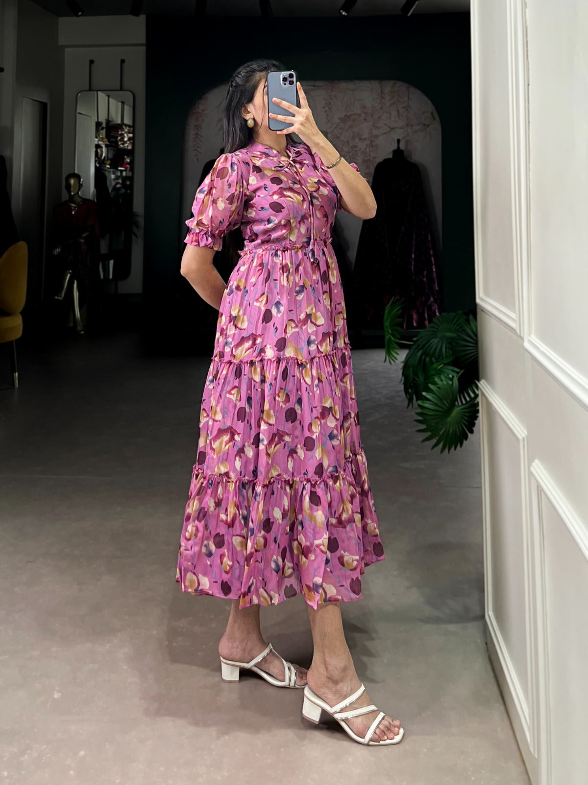 Elegant Tabby Silk Printed Frock