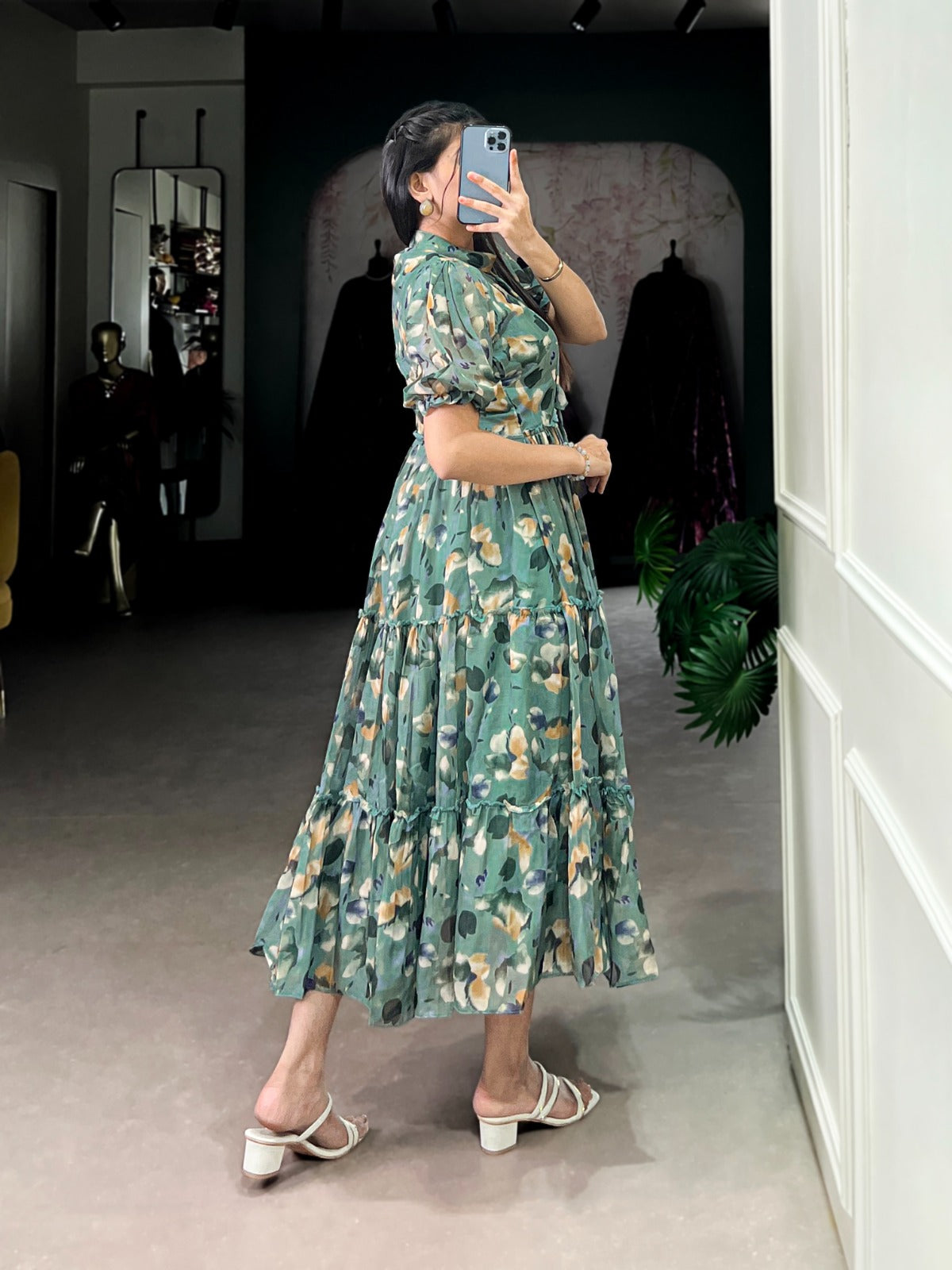 Elegant Tabby Silk Printed Frock