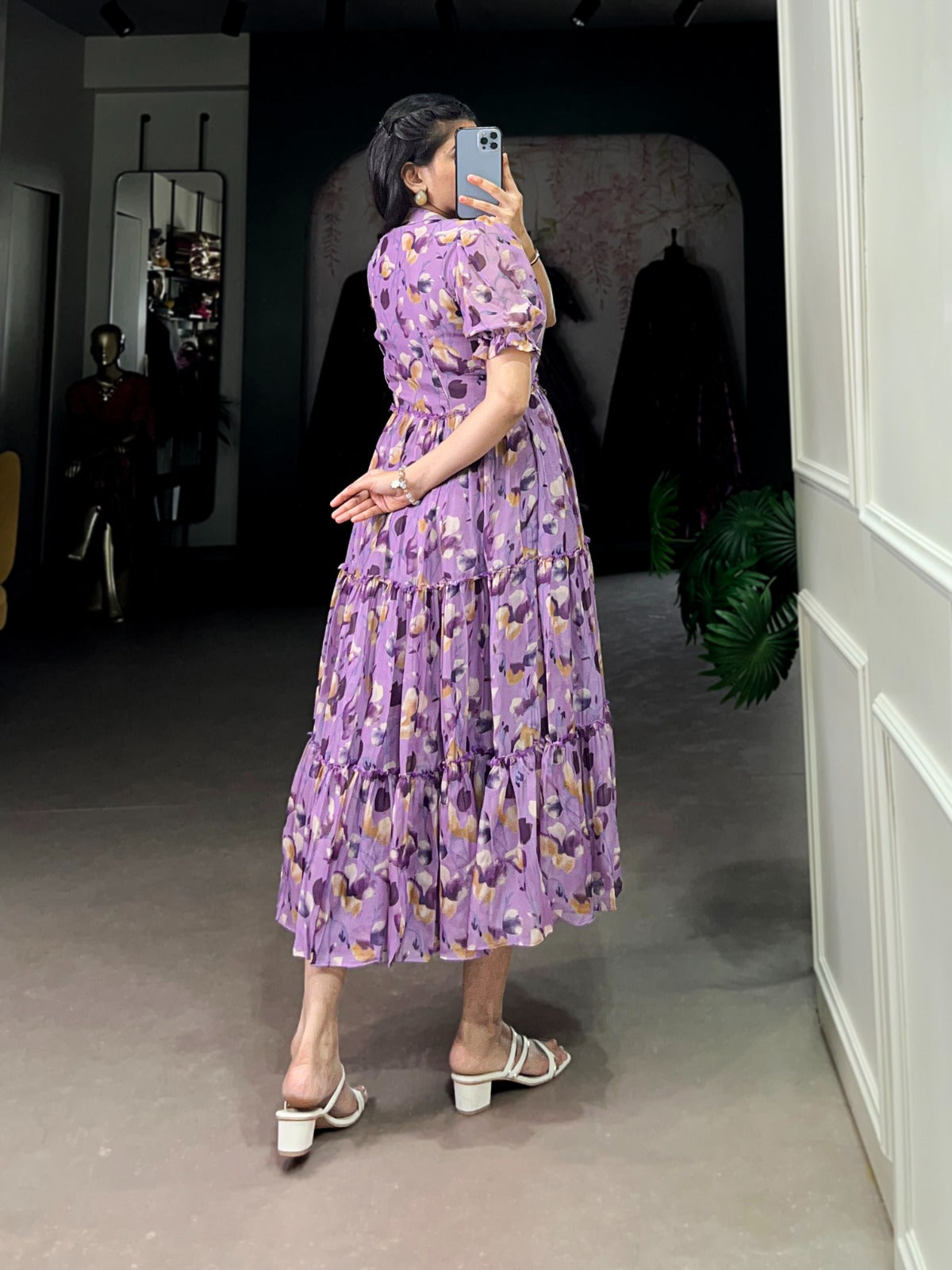 Elegant Tabby Silk Printed Frock