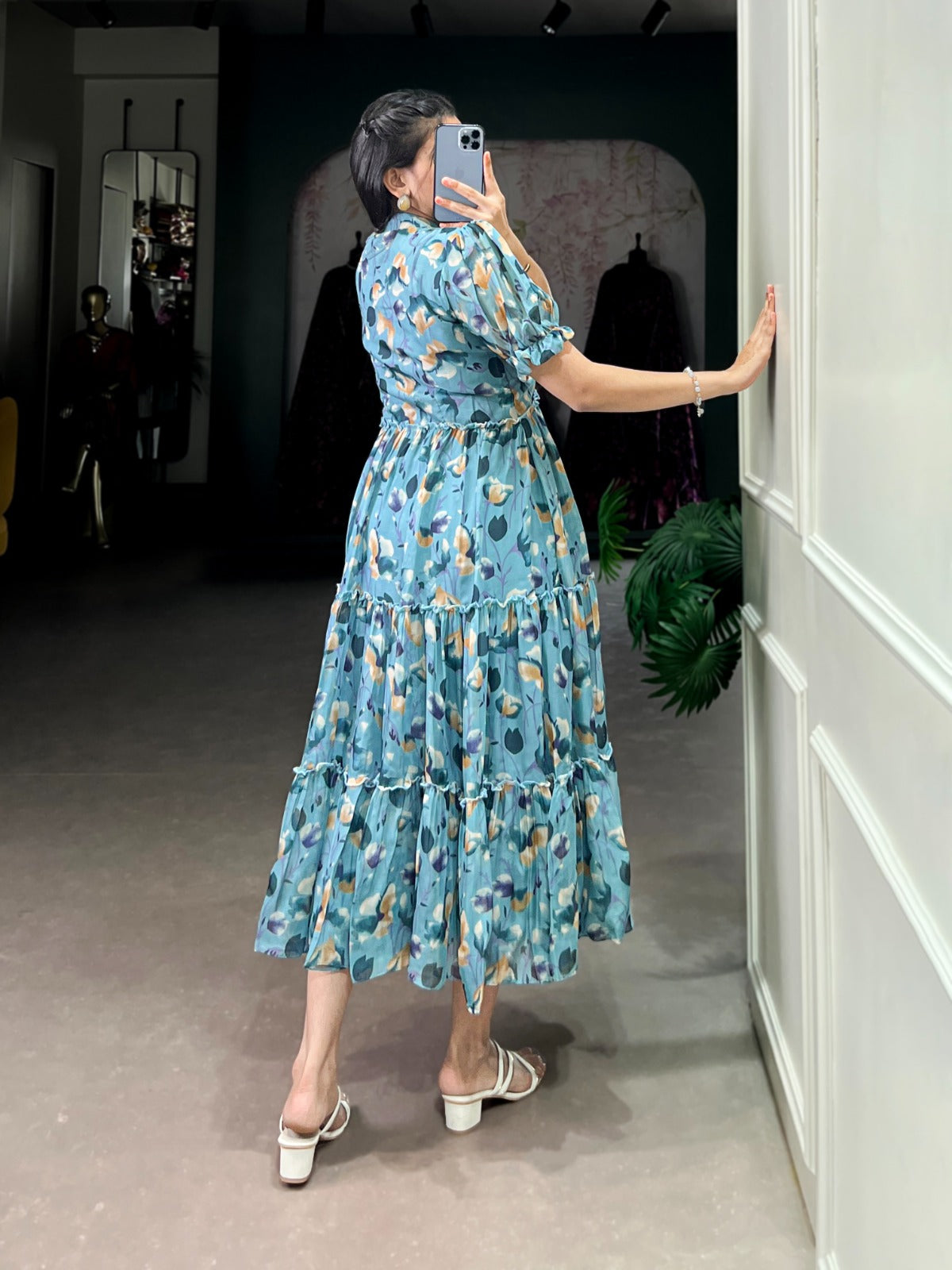 Elegant Tabby Silk Printed Frock
