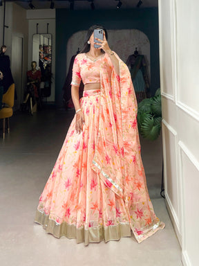 Stunning floral print Tabby Silk lehenga choli