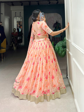Stunning floral print Tabby Silk lehenga choli