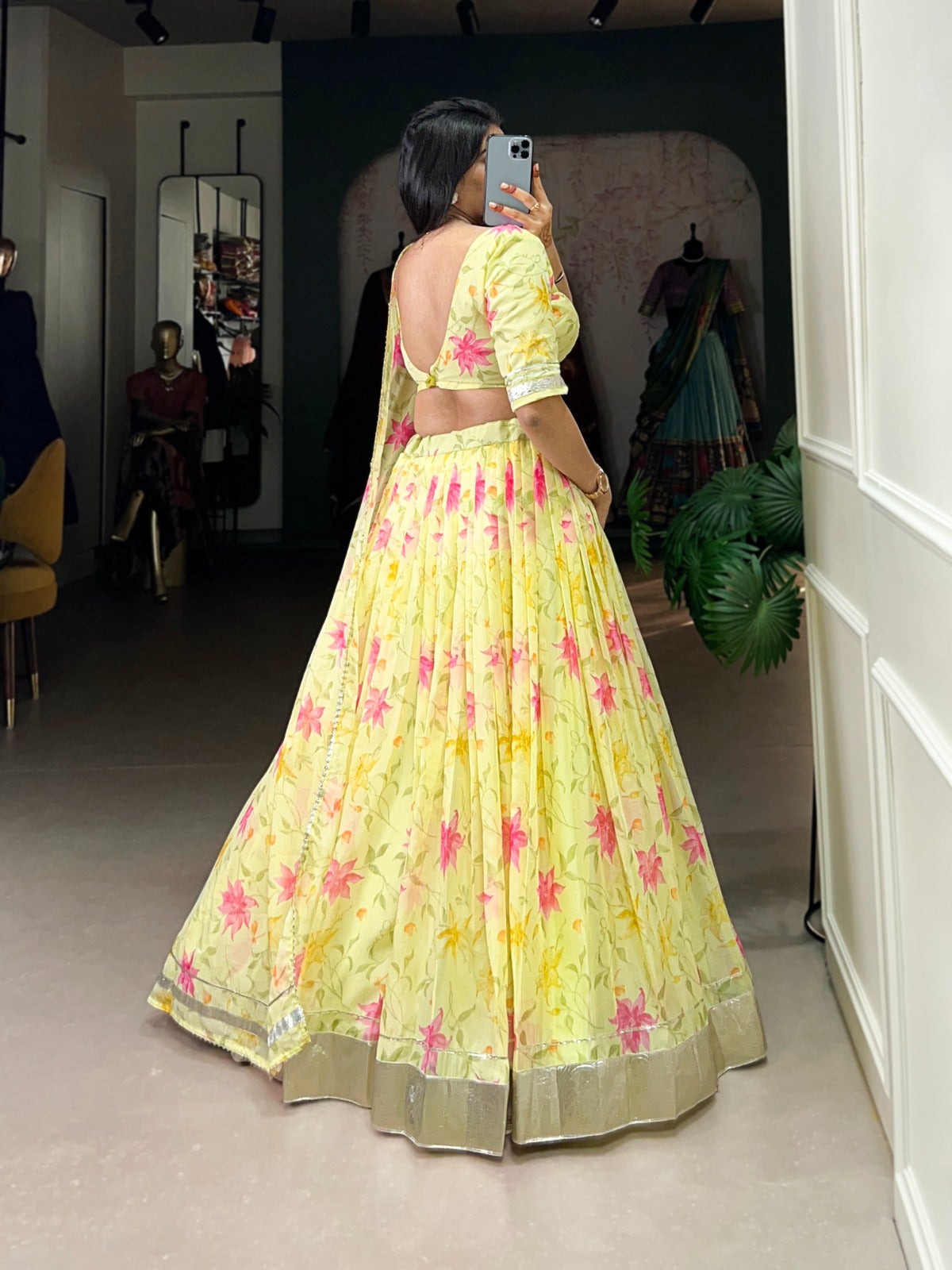 Stunning floral print Tabby Silk lehenga choli