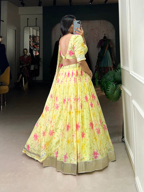 Stunning floral print Tabby Silk lehenga choli