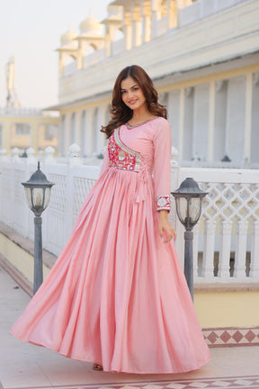 Stunning Bandhej Print Festival Gown with Jacket & Hand Purse