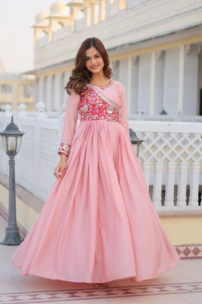 Stunning Bandhej Print Festival Gown with Jacket & Hand Purse
