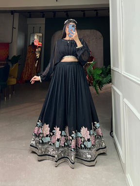 Black Georgette Co-ord Lehenga Set