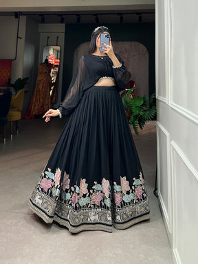 Black Georgette Co-ord Lehenga Set