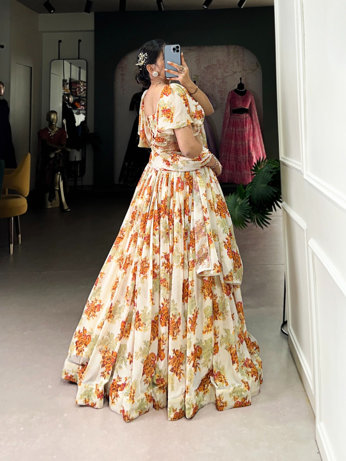 Georgette Floral Printed Lehenga Choli
