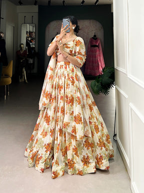 Georgette Floral Printed Lehenga Choli