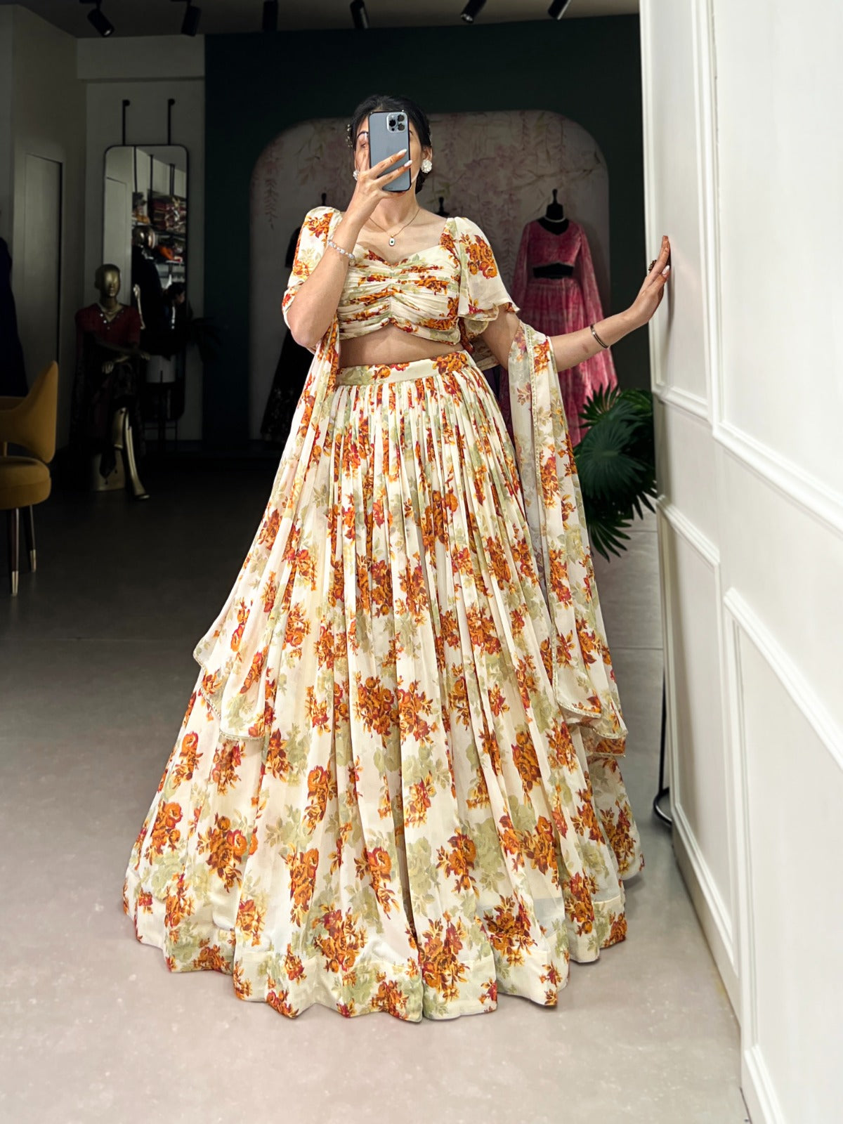 Georgette Floral Printed Lehenga Choli