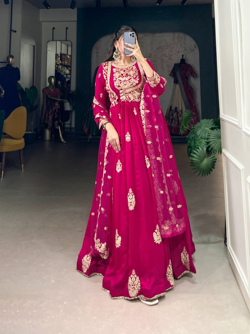 Stunning Vichitra Silk Ready-to-Wear Gown