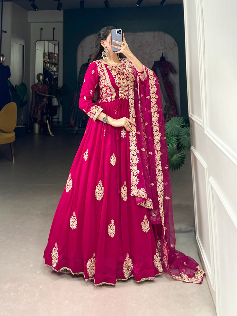 Stunning Vichitra Silk Ready-to-Wear Gown
