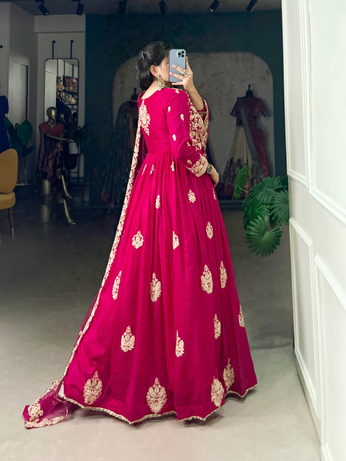 Stunning Vichitra Silk Ready-to-Wear Gown