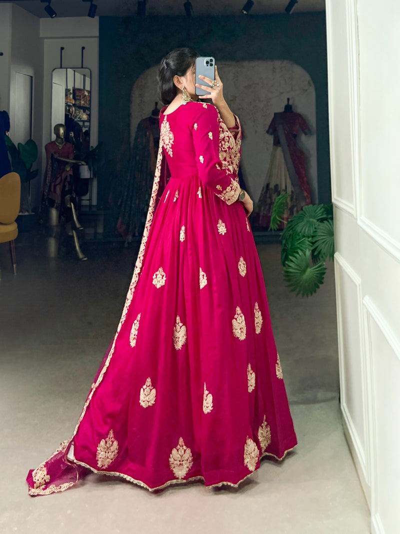 Stunning Vichitra Silk Ready-to-Wear Gown